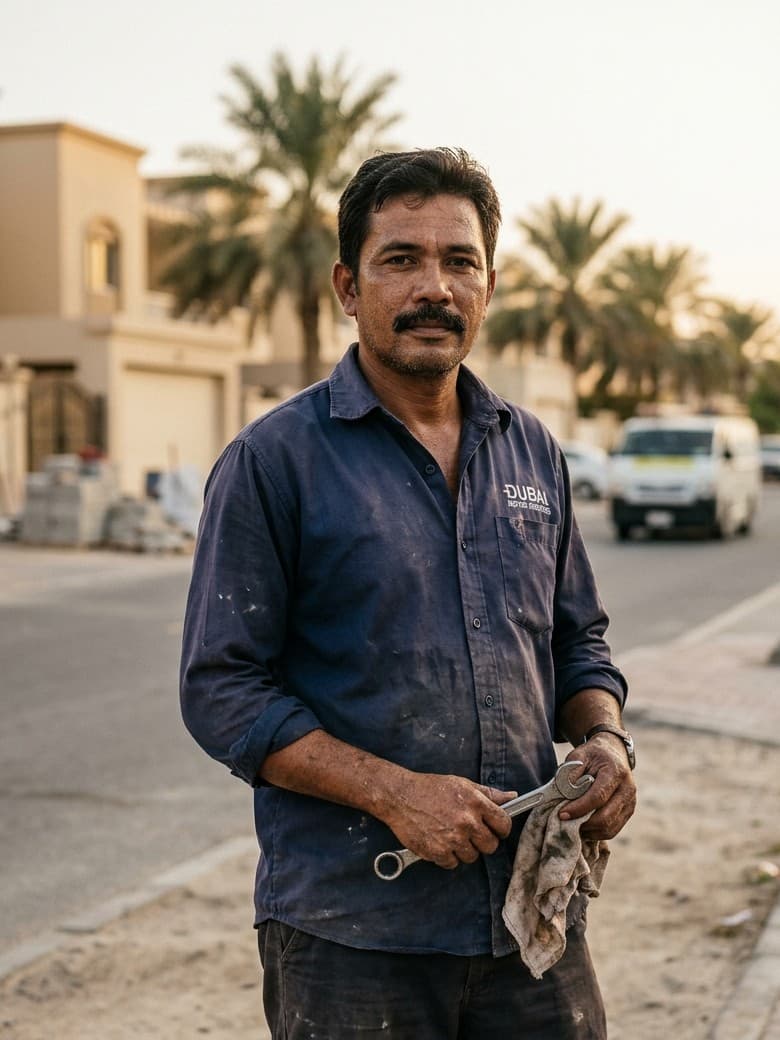 Documentary portrait of a service professional in Dubai
